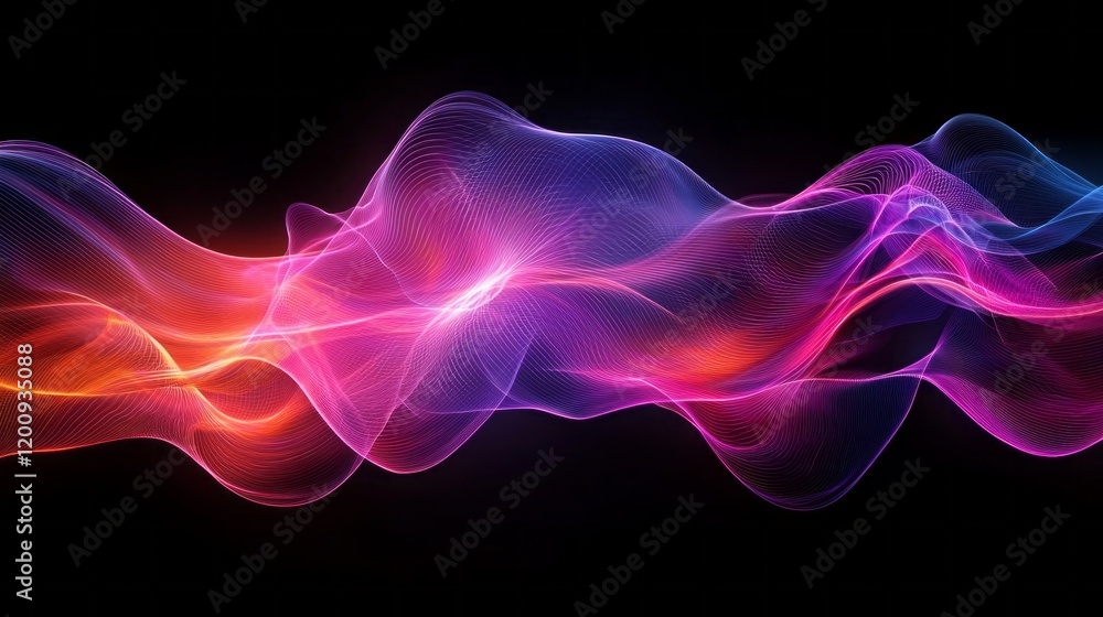 Aufkleber In a darkened space, luminous waves of neon colors intertwine, creating dynamic patterns that pulse and shift like a living canvas. The artistic display captivates with its radiant movement