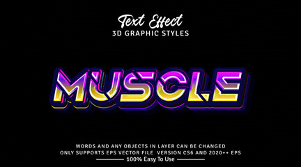 Muscle 3d text graphic style effect