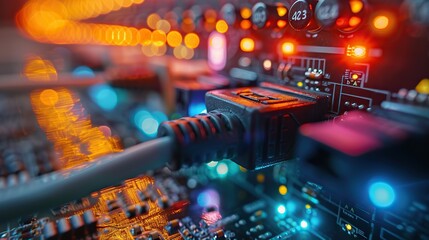 Close-Up of a Power Cable Plugged into a Circuit Board