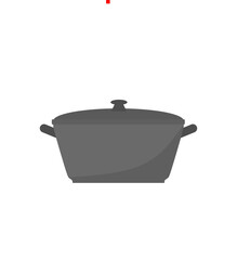 cooking pot flat design vector illustration. kitchenware pot dinner dish