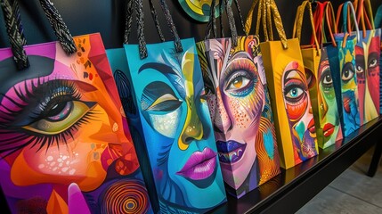 Vibrant Abstract Faces Tote Bags: A Colorful Collection
