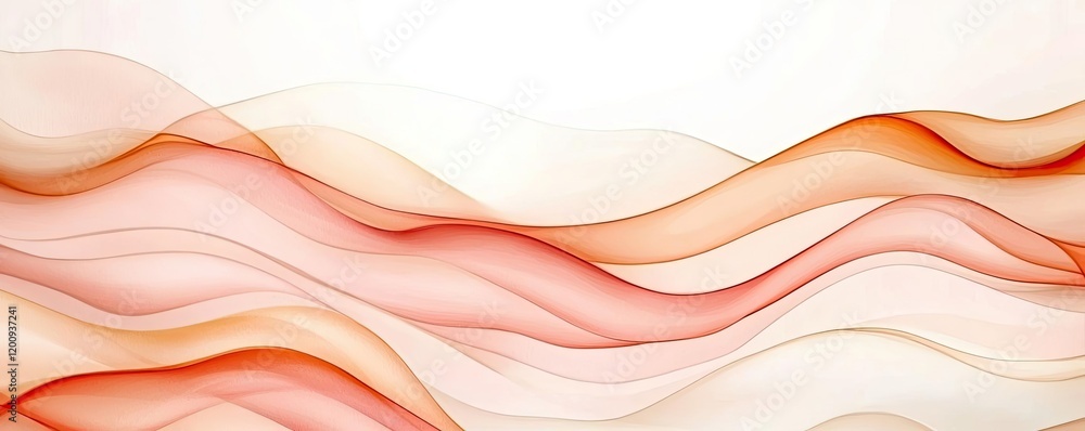 Poster Light pink watercolor idea. Abstract flowing waves in soft tones of red and orange create a calming visual effect.