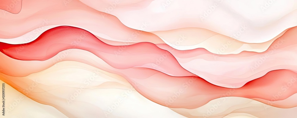 Poster light pink watercolor idea. abstract wave design in soft red and pink tones for artistic backgrounds