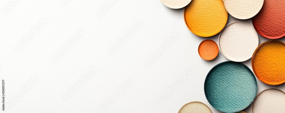 Poster geometric watercolor concept. abstract arrangement of colorful circular patterns on a white backgrou