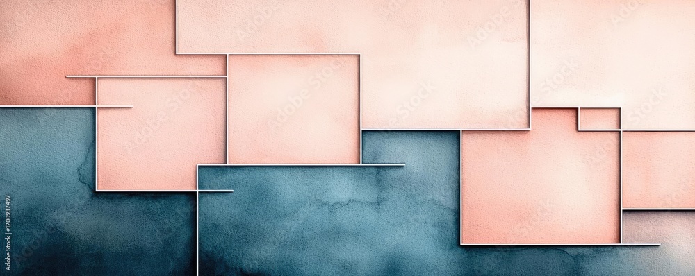 Poster geometric watercolor concept. abstract geometric pattern featuring soft colors and layered shapes.