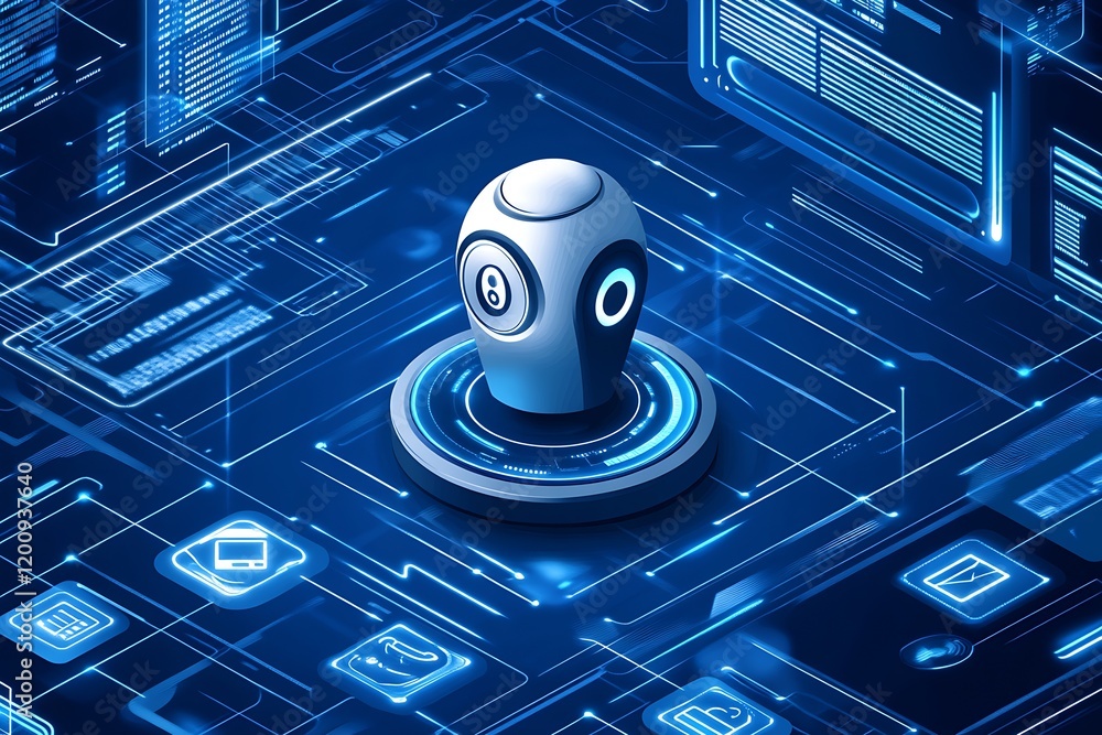 Poster Futuristic Artificial Intelligence Robot Concept in Digital Space : Generative AI