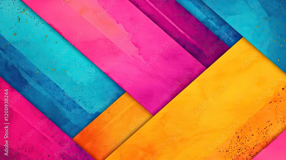 Poster geometric watercolor concept. vibrant abstract background featuring colorful geometric shapes and te
