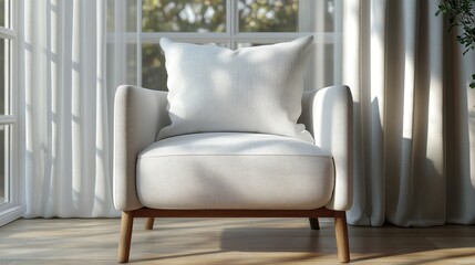 Cozy Modern Armchair with Soft Cushion in Bright Natural Light