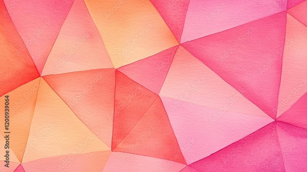Poster geometric watercolor concept. colorful abstract geometric pattern with pink and orange triangular sh
