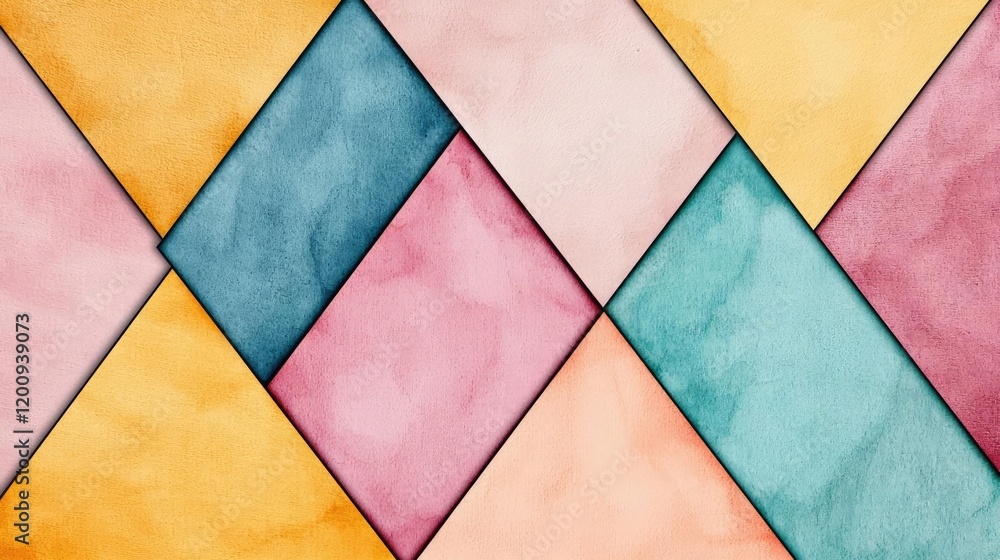 Aufkleber geometric watercolor concept. colorful abstract texture with soft geometric shapes in pastel hues.
