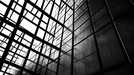 Architectural Abstract: Concrete and Steel Monochrome