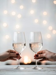 Romantic Valentine's Day moment, couple holding hands in front of a glowing fireplace, cozy and warm ambiance, deep red roses and candles, intimate and luxurious, high-resolution stock photo, no