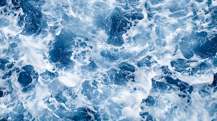 Fototapeta premium Ocean seamless pattern with cartoon blue waves with white fill on transparent background, for nautical or marine themes design