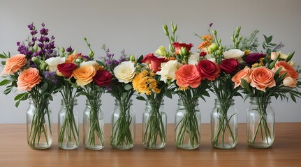 Fototapeta premium Homemade floral arrangements and fruit.generative.ai