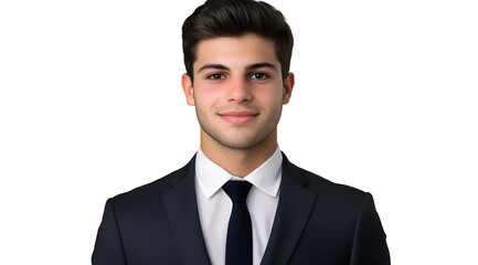 A young businessman in a suit, isolated on a transparent background, in PNG