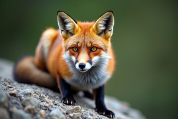 Fototapeta premium Curious Fox on a Rock