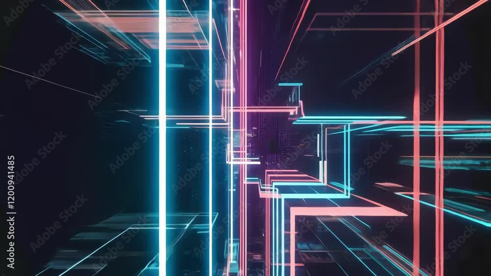 Aufkleber futuristic neon lights create dynamic, immersive digital space with vibrant colors and geometric for