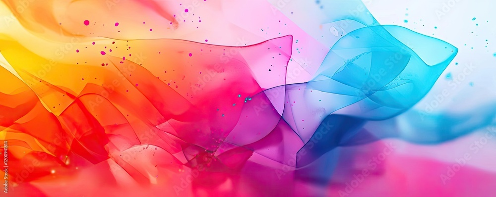 Poster Geometric watercolor concept. Vibrant fluid shapes in a colorful abstract design with flowing hues and gradients.