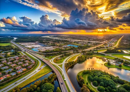 Aerial View Hillsborough County Florida Detailed Map Landscape