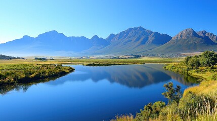 Naklejka premium Serene mountain lake reflection
