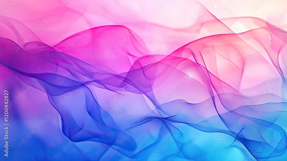 Aufkleber geometric watercolor concept. colorful abstract waves blend smoothly in shades of pink and blue, cre