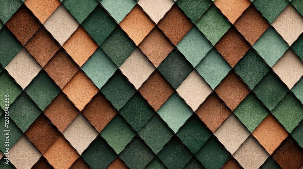 Poster geometric watercolor concept. abstract patterned tiles with earthy tones, showcasing depth and textu