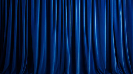 Luxurious blue curtains create elegant backdrop, perfect for events or performances. rich texture and deep color add sophistication to any setting