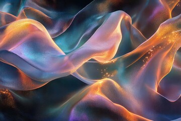 Fototapeta premium A surreal interplay of iridescent textures merging with glowing, translucent layers
