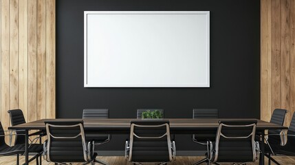 Modern conference room with clean wall frame, minimal tones frame subtle decor.