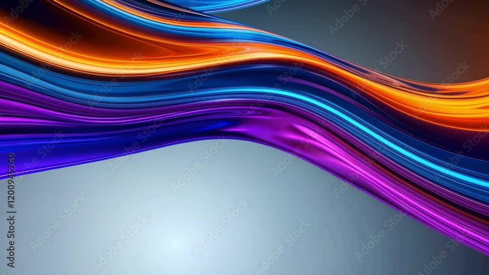 Poster colorful waves of light create a smooth, abstract visual, evoking energy and innovation in a dynamic