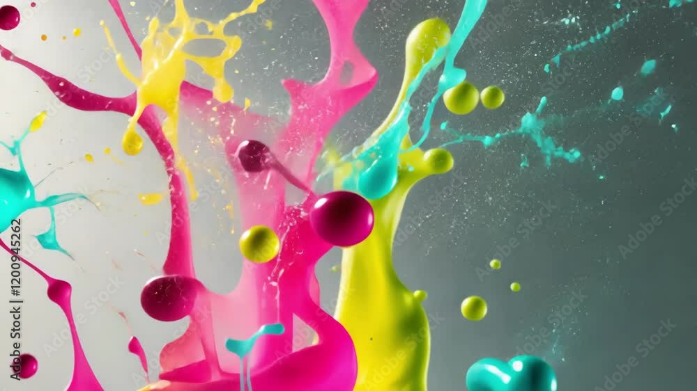 Aufkleber vibrant paint splashes capture dynamic motion, showcasing abstract colors and fluid textures in an a