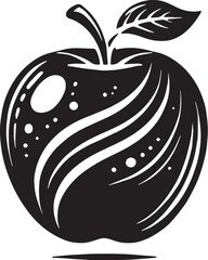 Black Color Apple Silhouette Vector Illustration