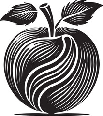 Black Color Apple Silhouette Vector Illustration