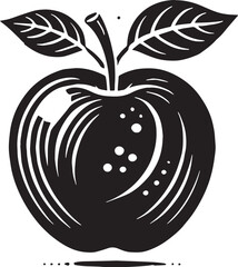 Black Color Apple Silhouette Vector Illustration