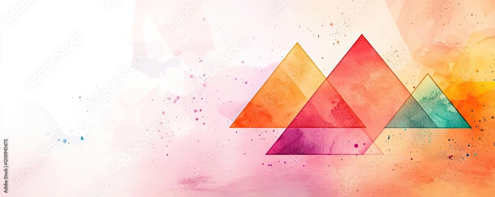 Poster geometric watercolor concept. colorful geometric shapes create a modern and artistic abstract backgr