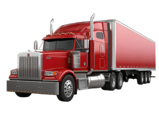  semi tractor on white background. 