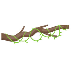 Illustration of a Twisted Vine on a Branch