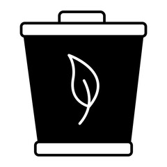 Dustbin leaf black icon
