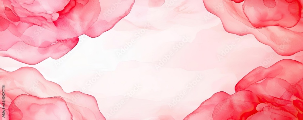 Poster light pink watercolor idea. abstract design featuring flowing watercolor in soft red hues and a blan