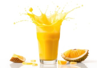Refreshing Tropical Orange Juice Splash in Glass