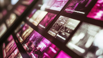 vibrant display of music streaming subscription cards, showcasing various album covers and playlists in colorful arrangement. image captures essence of digital music culture