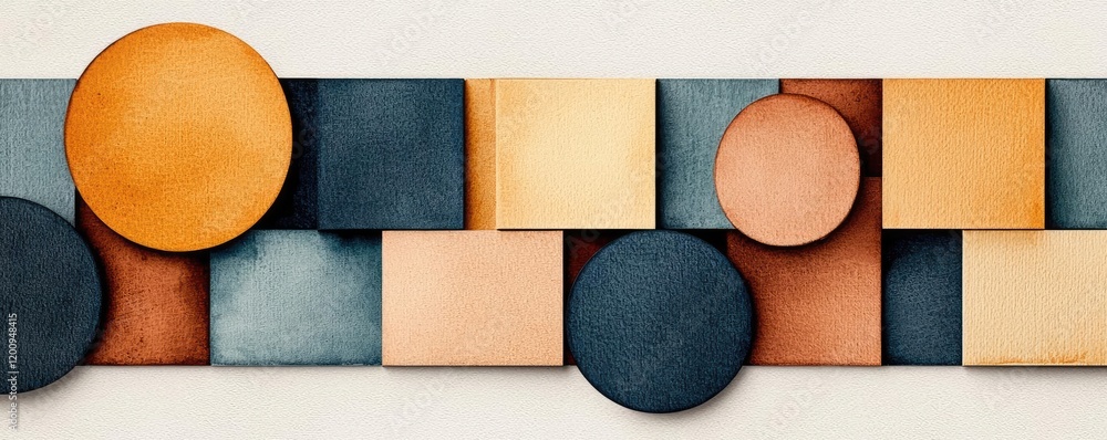 Poster geometric watercolor concept. abstract geometric shapes in warm and cool tones, perfect for modern d