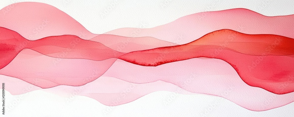 Aufkleber light pink watercolor idea. abstract waves in vibrant red hues creating a visually striking composit