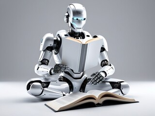 A Futuristic Robot Immersed in Knowledge: An AI's Intellectual Pursuit