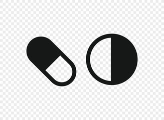 Pills capsules icon in flat style. Medical tablet vector illustration on isolated background. Healthcare drug sign business concept.