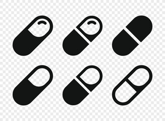 Pills capsules icon in flat style. Medical tablet vector illustration on isolated background. Healthcare drug sign business concept.