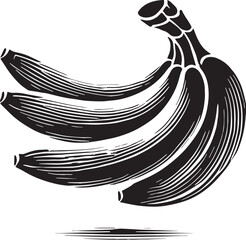 Black Color Banana Silhouette Vector Illustration, Solid White Background