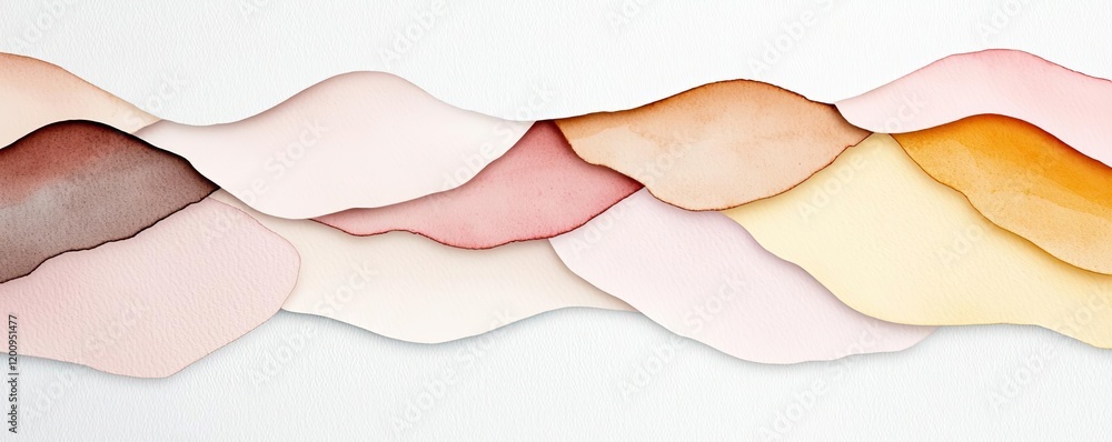 Poster neutral watercolor concept. abstract watercolor waves in soft, warm tones creating a serene and soot