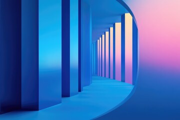 Naklejka premium A futuristic gradient in vibrant blue tones with vertical stripes, designed for creative web layouts.