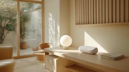 Modern Minimalist Living Room with Natural Light and Decorative Elements